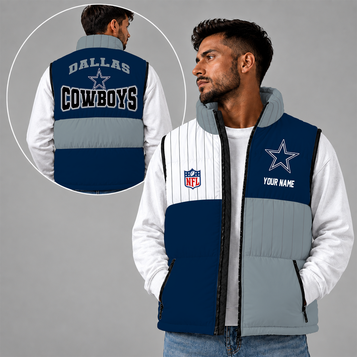 [SPECIAL OFFER] NEW CUSTOMIZED NFL21 DCB DALLAS COWBOYS SLEEVELESS PUFFER VEST