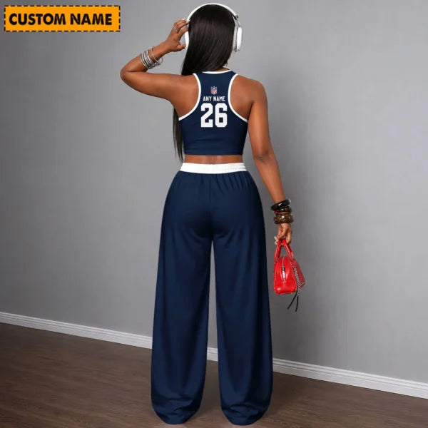 [SPECIAL OFFER] NEW CUSTOMIZED NFL21 DCB DALLAS COWBOYS WOMEN'S CROP TOP & LONGPANTS SET