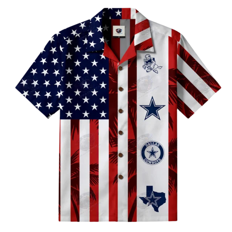 [SPECIAL OFFER] NEW CUSTOMIZED NFL21 DCB DALLAS COWBOYS PATRIOTIC 250 USA HAWAIIAN SHIRT