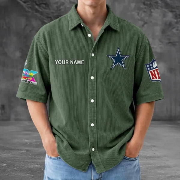 [SPECIAL OFFER] NEW CUSTOMIZED NFL21 DCB DALLAS COWBOYS SEERSUCKER BUTTON SHIRT