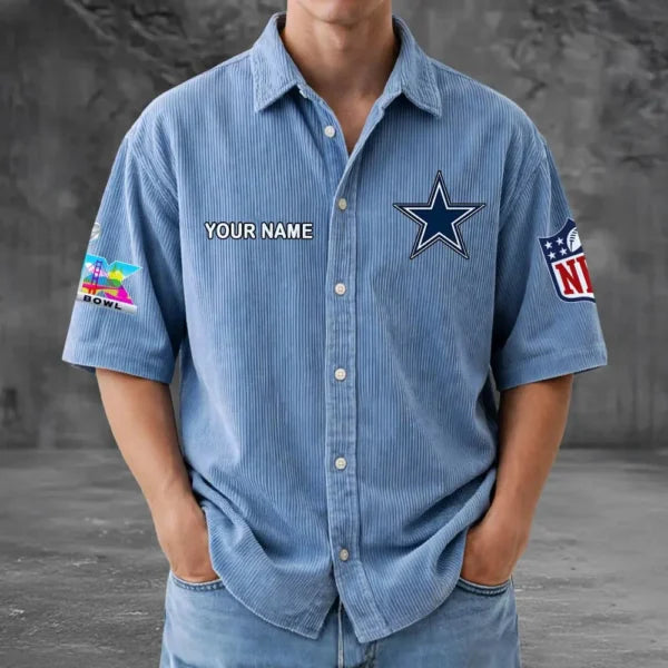 [SPECIAL OFFER] NEW CUSTOMIZED NFL21 DCB DALLAS COWBOYS SEERSUCKER BUTTON SHIRT