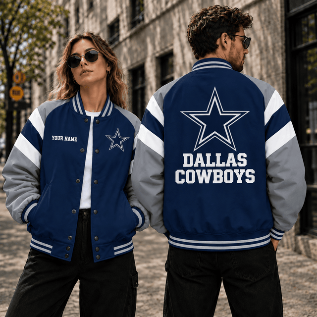 [SPECIAL OFFER] NEW CUSTOMIZED NFL21 DCB DALLAS COWBOYS SATIN VARSITY & BASEBALL JACKET