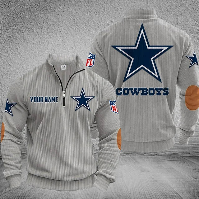 [SPECIAL OFFER] NEW CUSTOMIZED NFL21 DCB DALLAS COWBOYS MULTICOLOR STRIPED QUATER ZIP SWEATSHIRT