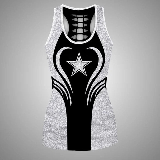 [SPECIAL OFFER] NEW CUSTOMIZED NFL21 DCB DALLAS COWBOYS HOLLOW TANK TOP & LEGGINGS SET