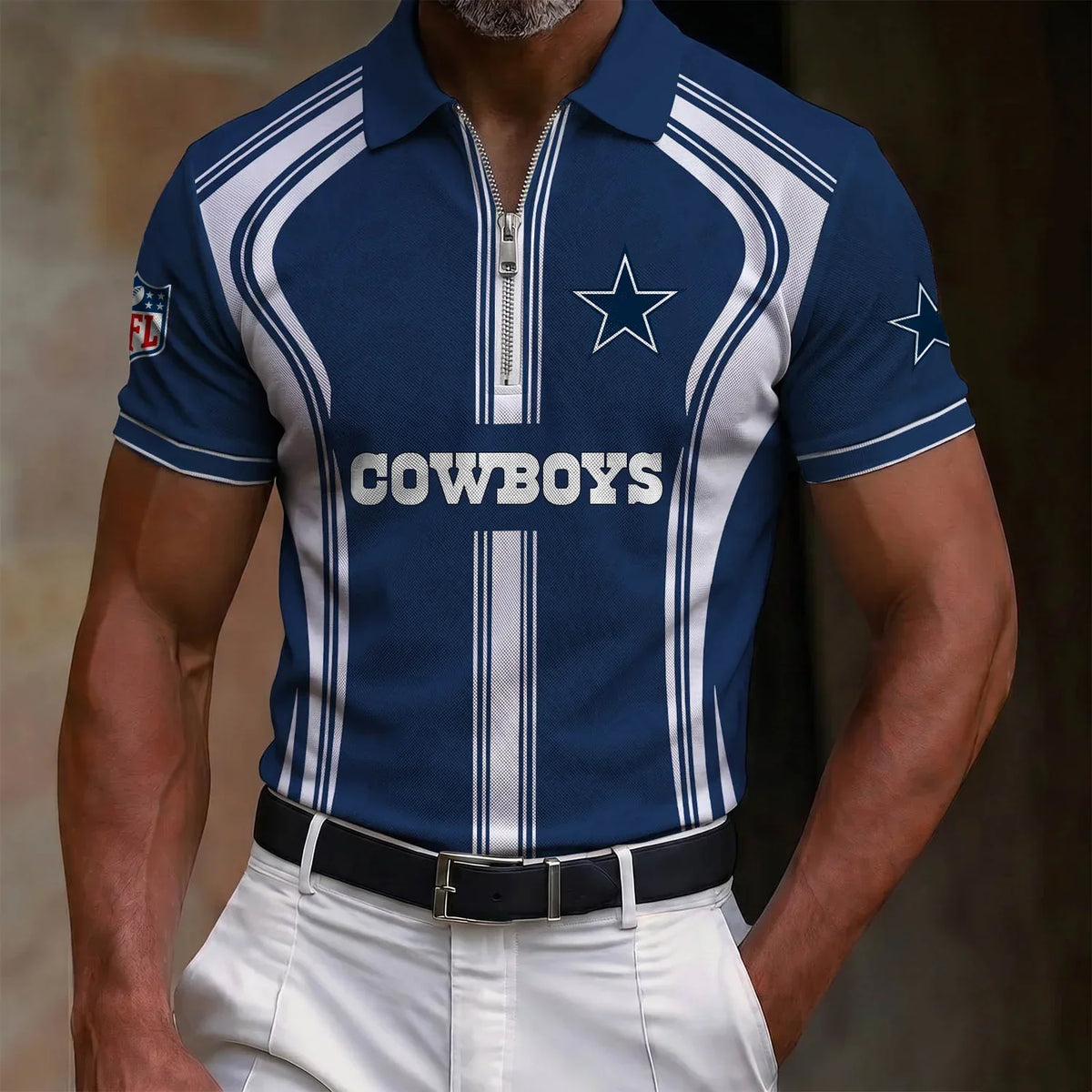 [SPECIAL OFFER] NEW CUSTOMIZED NFL21 DCB DALLAS COWBOYS ZIP POLO SHIRT