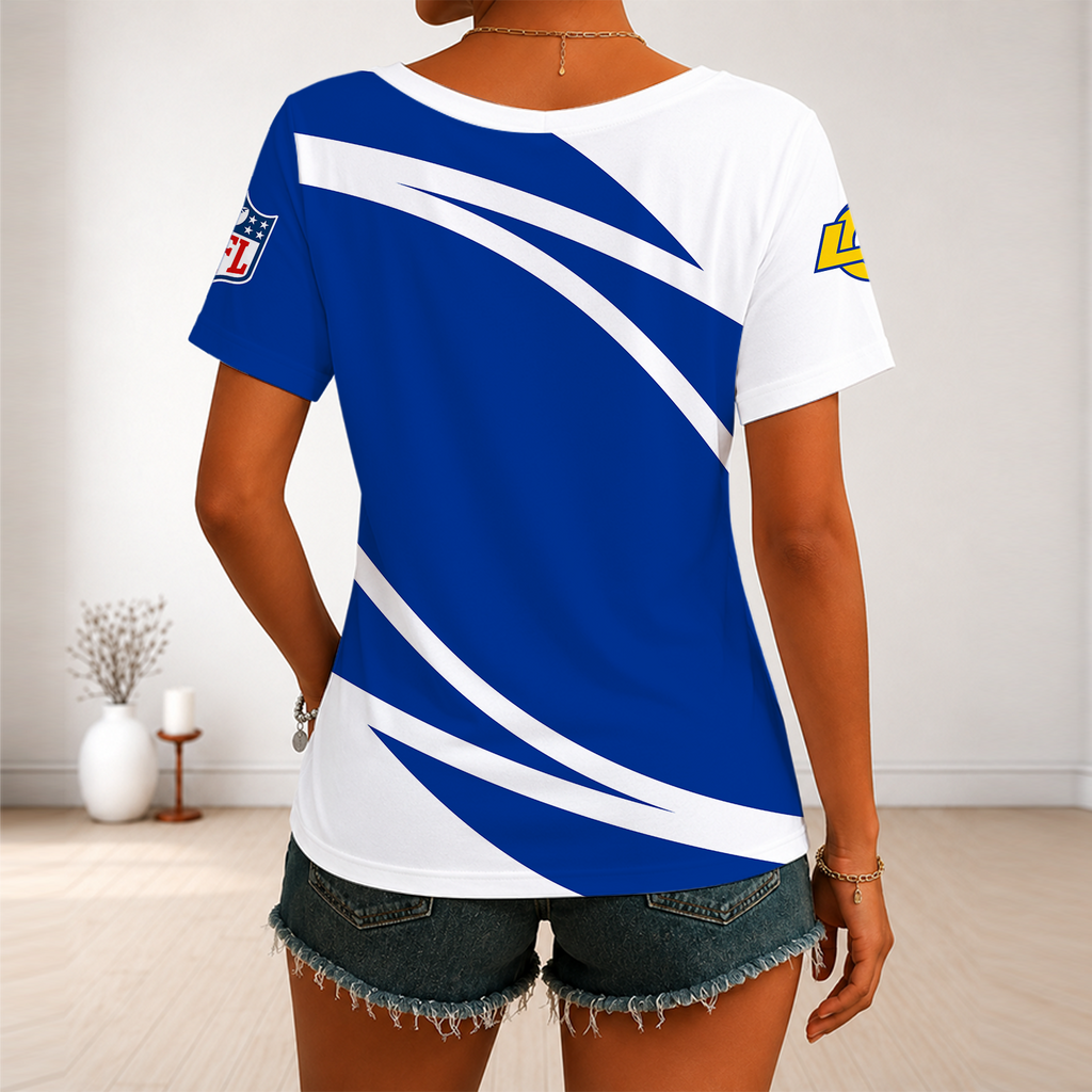 [SPECIAL OFFER] NEW CUSTOMIZED NFL22 LAR LOS ANGELES RAMS V-NECK FEMALE SHIRT