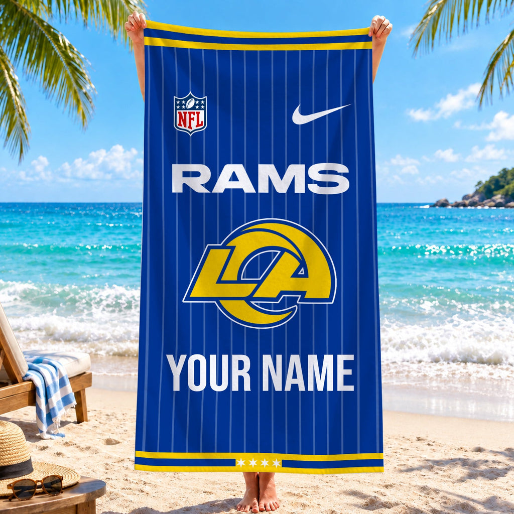 [SPECIAL OFFER] NEW CUSTOMIZED NFL22 LAR LOS ANGELES RAMS BEACH TOWEL