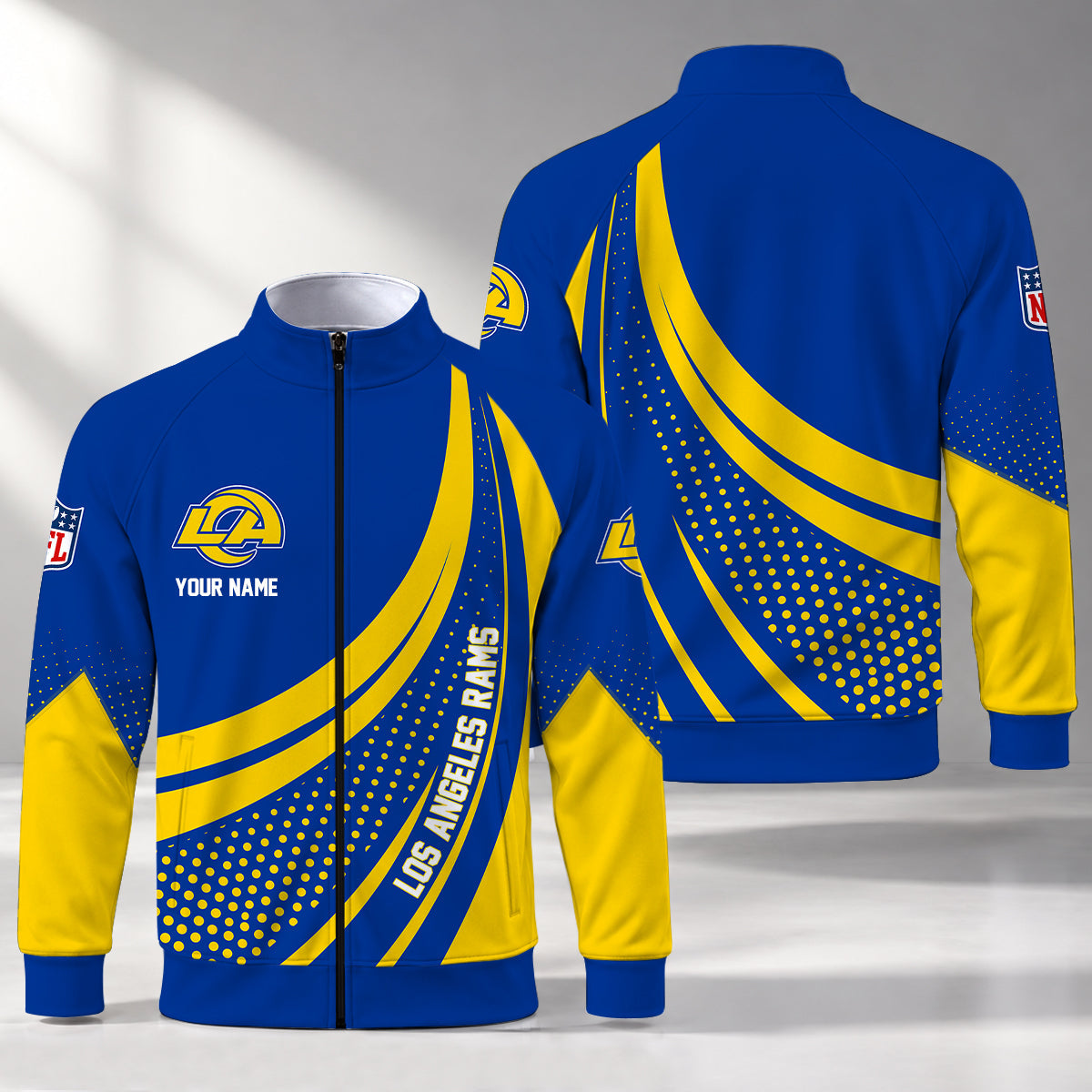 [SPECIAL OFFER] NEW CUSTOMIZED NFL22 LAR LOS ANGELES RAMS STAND COLLAR JACKET