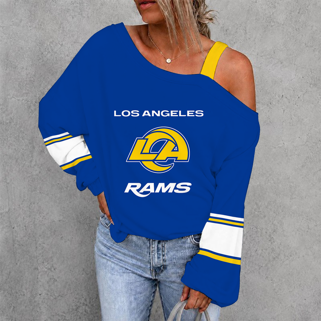 [SPECIAL OFFER] NEW CUSTOMIZED NFL22 LAR LOS ANGELES RAMS WOMEN'S OFF-SHOULDER LONG SLEEVE SHIRT
