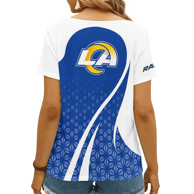 [SPECIAL OFFER] NEW CUSTOMIZED NFL22 LAR LOS ANGELES RAMS V-NECK FEMALE SHIRT