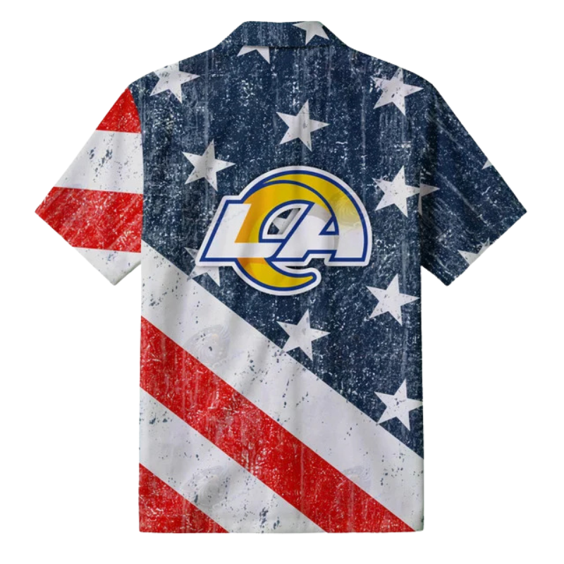 [SPECIAL OFFER] NEW CUSTOMIZED NFL22 LAR LOS ANGELES RAMS PATRIOTIC 250 USA HAWAIIAN SHIRT
