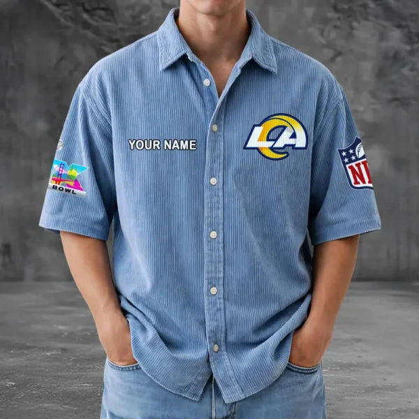 [SPECIAL OFFER] NEW CUSTOMIZED NFL22 LAR LOS ANGELES RAMS SEERSUCKER BUTTON SHIRT