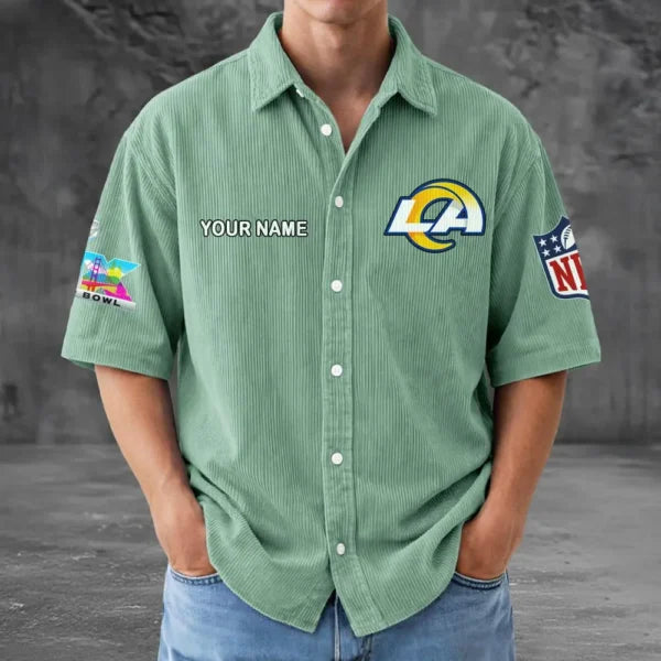 [SPECIAL OFFER] NEW CUSTOMIZED NFL22 LAR LOS ANGELES RAMS SEERSUCKER BUTTON SHIRT