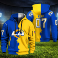 [SPECIAL OFFER] NEW CUSTOMIZED NFL22 LAR LOS ANGELES RAMS QUARTER ZIP HOODIE