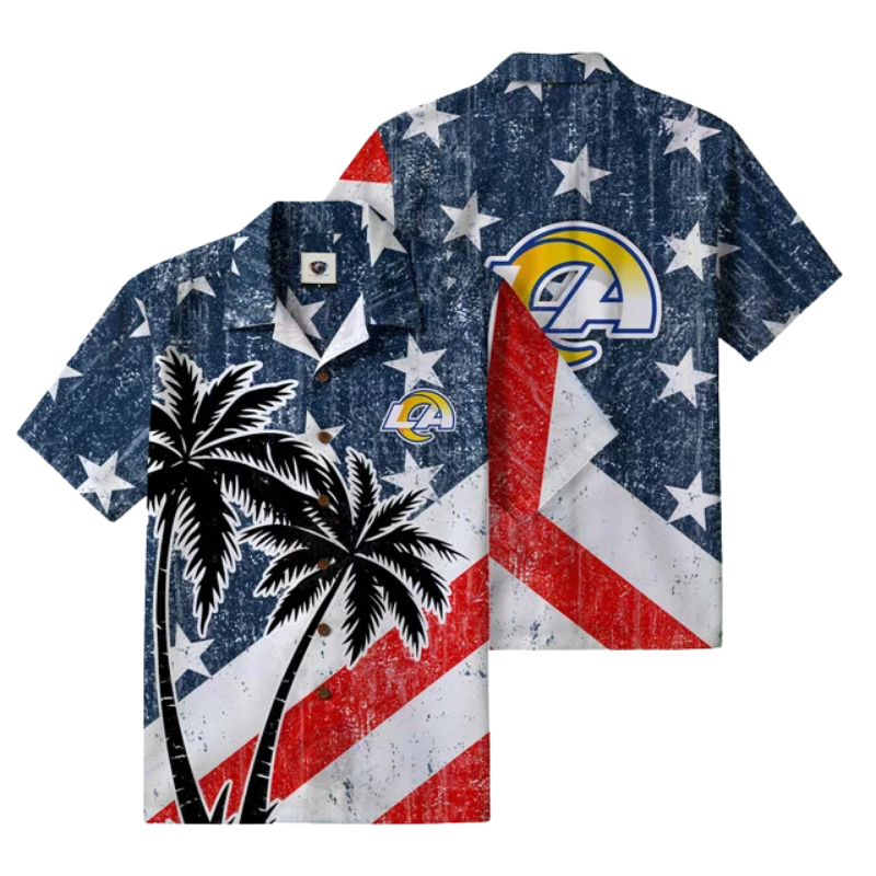 [SPECIAL OFFER] NEW CUSTOMIZED NFL22 LAR LOS ANGELES RAMS PATRIOTIC 250 USA HAWAIIAN SHIRT
