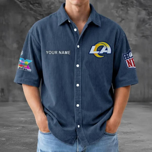 [SPECIAL OFFER] NEW CUSTOMIZED NFL22 LAR LOS ANGELES RAMS SEERSUCKER BUTTON SHIRT