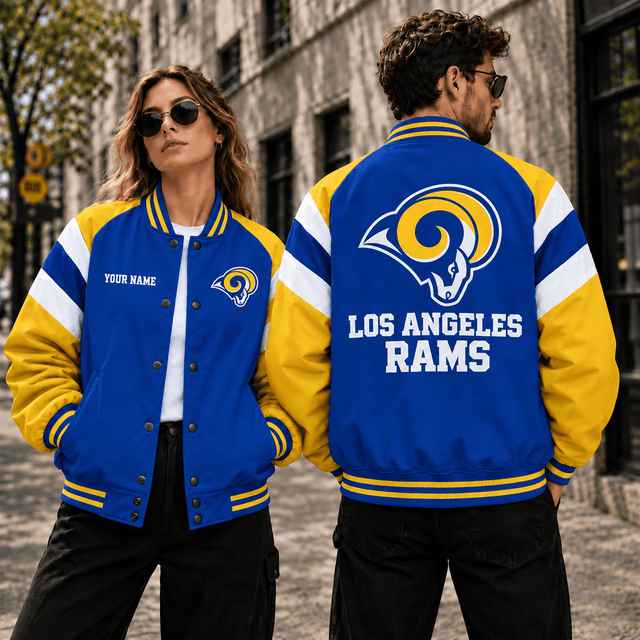 [SPECIAL OFFER] NEW CUSTOMIZED NFL22 LAR LOS ANGELES RAMS SATIN VARSITY & BASEBALL JACKET