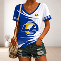 [SPECIAL OFFER] NEW CUSTOMIZED NFL22 LAR LOS ANGELES RAMS V-NECK FEMALE SHIRT