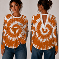 [FAN FAVORITE] NEW CUSTOMIZED NCAA FBS22 TXL TEXAS LONGHORNS WOMEN'S BACK V-CUT LONG-SLEEVE SHIRT