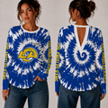 [SPECIAL OFFER] NEW CUSTOMIZED NFL22 LAR LOS ANGELES RAMS WOMEN'S BACK V-CUT LONG-SLEEVE SHIRT