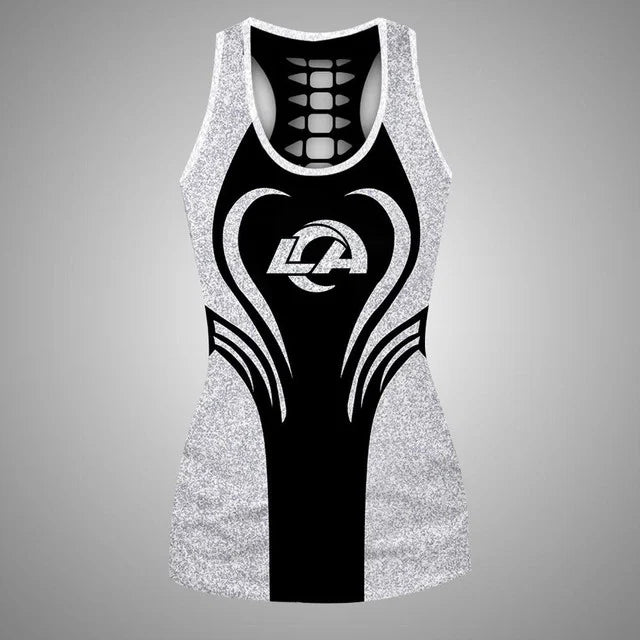 [SPECIAL OFFER] NEW CUSTOMIZED NFL22 LAR LOS ANGELES RAMS HOLLOW TANK TOP & LEGGINGS SET
