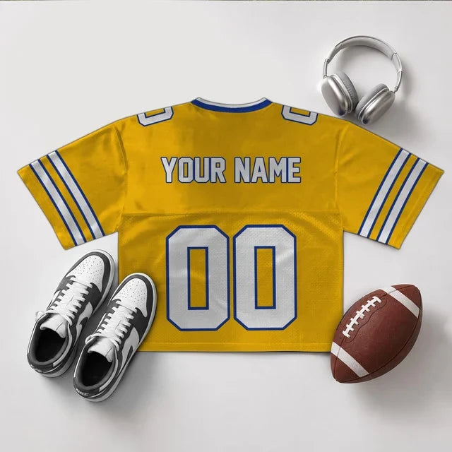 [SPECIAL OFFER] NEW CUSTOMIZED NFL22 LAR LOS ANGELES RAMS V-NECK JERSEY CROP TOP