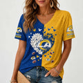 [SPECIAL OFFER] NEW CUSTOMIZED NFL22 LAR LOS ANGELES RAMS V-NECK FEMALE SHIRT