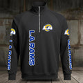 [SPECIAL OFFER] NEW CUSTOMIZED NFL22 LAR LOS ANGELES RAMS MEN'S MULTICOLOR QUARTER-ZIP PULLOVER