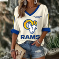 [SPECIAL OFFER] NEW CUSTOMIZED NFL22 LAR LOS ANGELES RAMS WOMEN'S HEART V-NECK LONG SLEEVE SHIRT