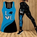 [SPECIAL OFFER] NEW CUSTOMIZED NFL23 CLP CAROLINA PANTHERS HOLLOW TANK TOP & LEGGINGS SET