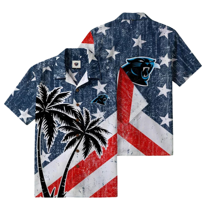 [SPECIAL OFFER] NEW CUSTOMIZED NFL23 CLP CAROLINA PANTHERS PATRIOTIC 250 USA HAWAIIAN SHIRT