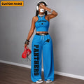 [SPECIAL OFFER] NEW CUSTOMIZED NFL23 CLP CAROLINA PANTHERS WOMEN'S CROP TOP & LONGPANTS SET