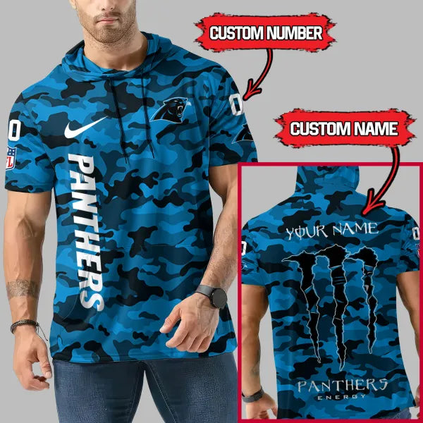 [SPECIAL OFFER] NEW CUSTOMIZED NFL23 CLP CAROLINA PANTHERS SHORT SLEEVE HOODIE