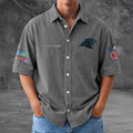 [SPECIAL OFFER] NEW CUSTOMIZED NFL23 CLP CAROLINA PANTHERS SEERSUCKER BUTTON SHIRT