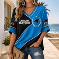 [SPECIAL OFFER] NEW CUSTOMIZED NFL23 CLP CAROLINA PANTHERS WOMEN'S HEART V-NECK LONG SLEEVE SHIRT