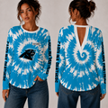 [SPECIAL OFFER] NEW CUSTOMIZED NFL23 CLP CAROLINA PANTHERS WOMEN'S BACK V-CUT LONG-SLEEVE SHIRT