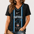 [SPECIAL OFFER] NEW CUSTOMIZED NFL23 CLP CAROLINA PANTHERS V-NECK FEMALE SHIRT