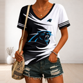 [SPECIAL OFFER] NEW CUSTOMIZED NFL23 CLP CAROLINA PANTHERS V-NECK FEMALE SHIRT