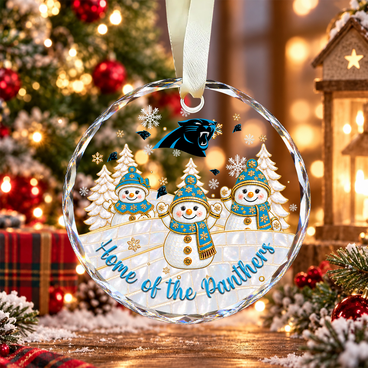 [SPECIAL OFFER] NEW CUSTOMIZED NFL23 CLP CAROLINA PANTHERS ROUND GLASS ORNAMENT