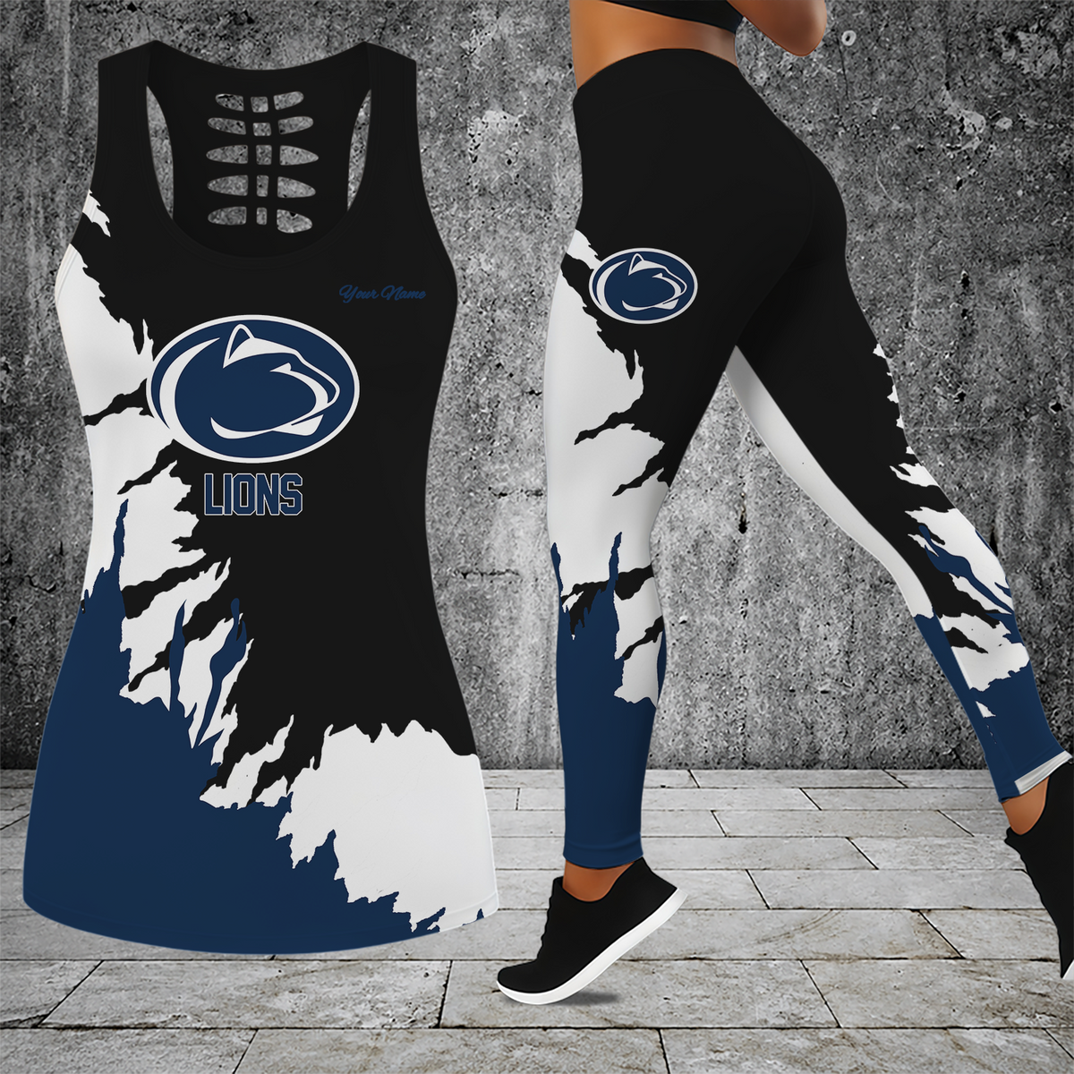 [FAN FAVORITE] NEW CUSTOMIZED NCAA FBS23 PNL PENN STATE NITTANY LIONS HOLLOW TANK TOP & LEGGINGS SET