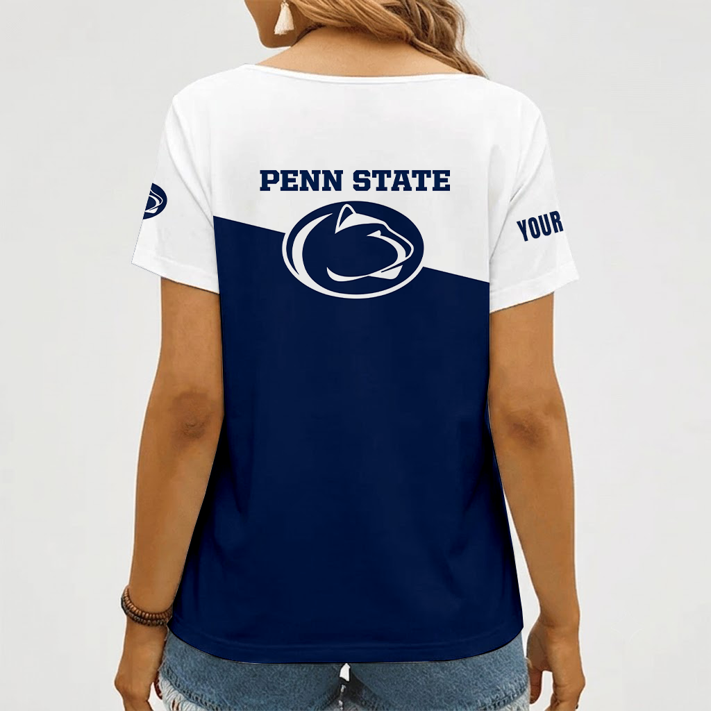 [FAN FAVORITE] NEW CUSTOMIZED NCAA FBS23 PNL PENN STATE NITTANY LIONS V-NECK FEMALE SHIRT