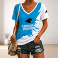 [SPECIAL OFFER] NEW CUSTOMIZED NFL23 CLP CAROLINA PANTHERS V-NECK FEMALE SHIRT