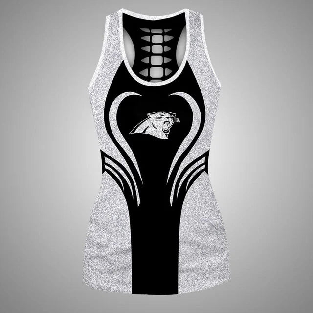 [SPECIAL OFFER] NEW CUSTOMIZED NFL23 CLP CAROLINA PANTHERS HOLLOW TANK TOP & LEGGINGS SET