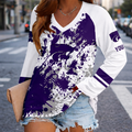 [FAN FAVORITE] NEW CUSTOMIZED NCAA FBS24 KSW KANSAS STATE WILDCATS WOMEN'S V-NECK LONG SLEEVED SHIRT