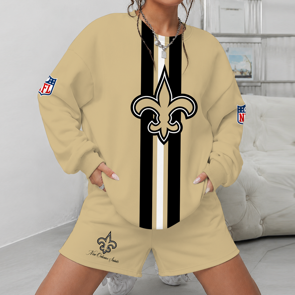 [SPECIAL OFFER] NEW CUSTOMIZED NFL24 NOS NEW ORLEANS SAINTS UNISEX SWEATSHIRT & SHORTS SET