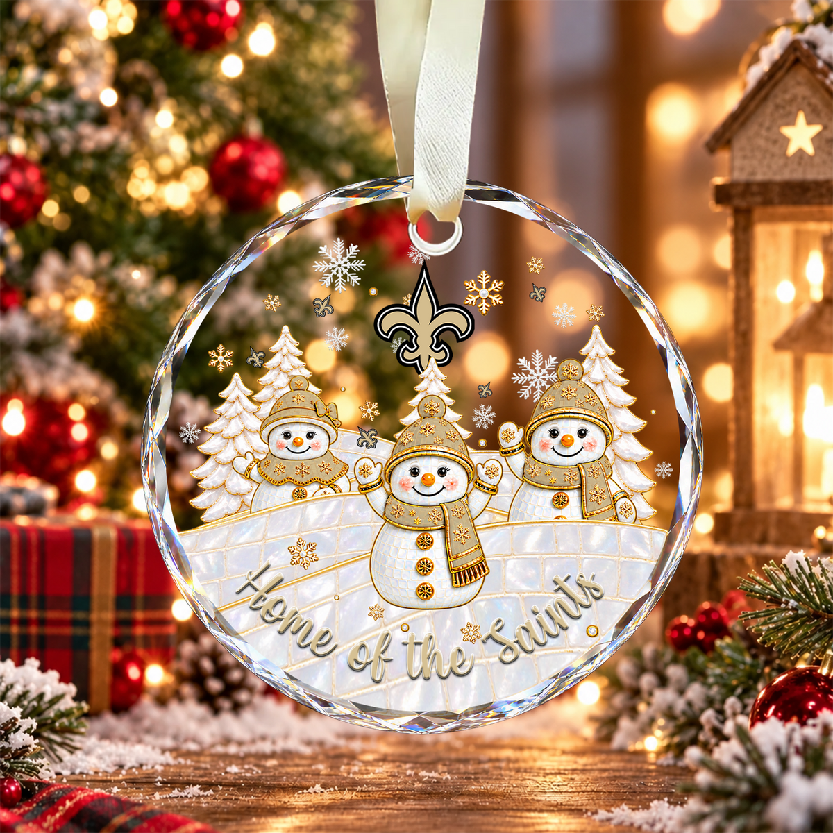 [SPECIAL OFFER] NEW CUSTOMIZED NFL24 NOS NEW ORLEANS SAINTS ROUND GLASS ORNAMENT