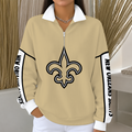 [SPECIAL OFFER] NEW CUSTOMIZED NFL24 NOS NEW ORLEANS SAINTS QUARTER ZIP RIBBED SWEATER