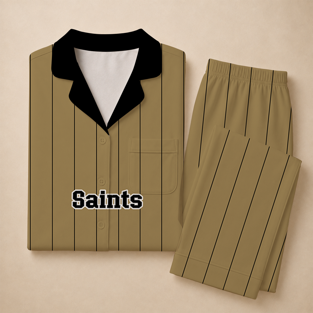 [SPECIAL OFFER] NEW CUSTOMIZED NFL24 NOS NEW ORLEANS SAINTS SHORT SLEEVE & LONG PANTS PAJAMAS SET