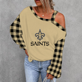 [SPECIAL OFFER] NEW CUSTOMIZED NFL24 NOS NEW ORLEANS SAINTS WOMEN'S OFF-SHOULDER LONG SLEEVE SHIRT