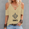 [SPECIAL OFFER] NEW CUSTOMIZED NFL24 NOS NEW ORLEANS SAINTS CRISS CROSS V-NECK TOP